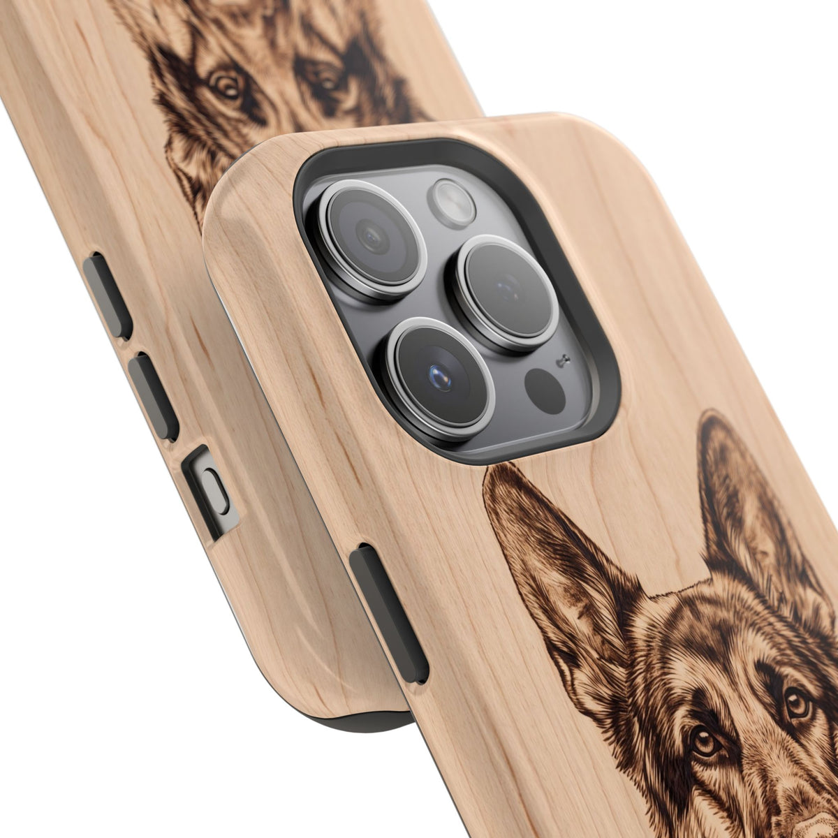 German Shepherd Phone Case | Pyrography Art — Tough Magnetic Case with Wireless Charging