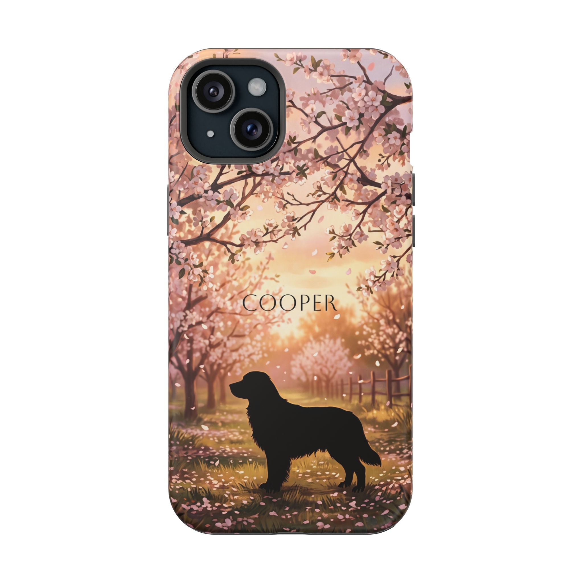 Personalized Golden Retriever Autumn Forest Phone Case — Wireless Charging Cover