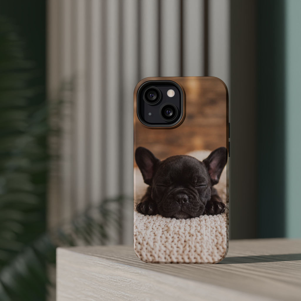 Sleepy French Bulldog Phone Case — Impact-Resistant Wireless Charging Cover