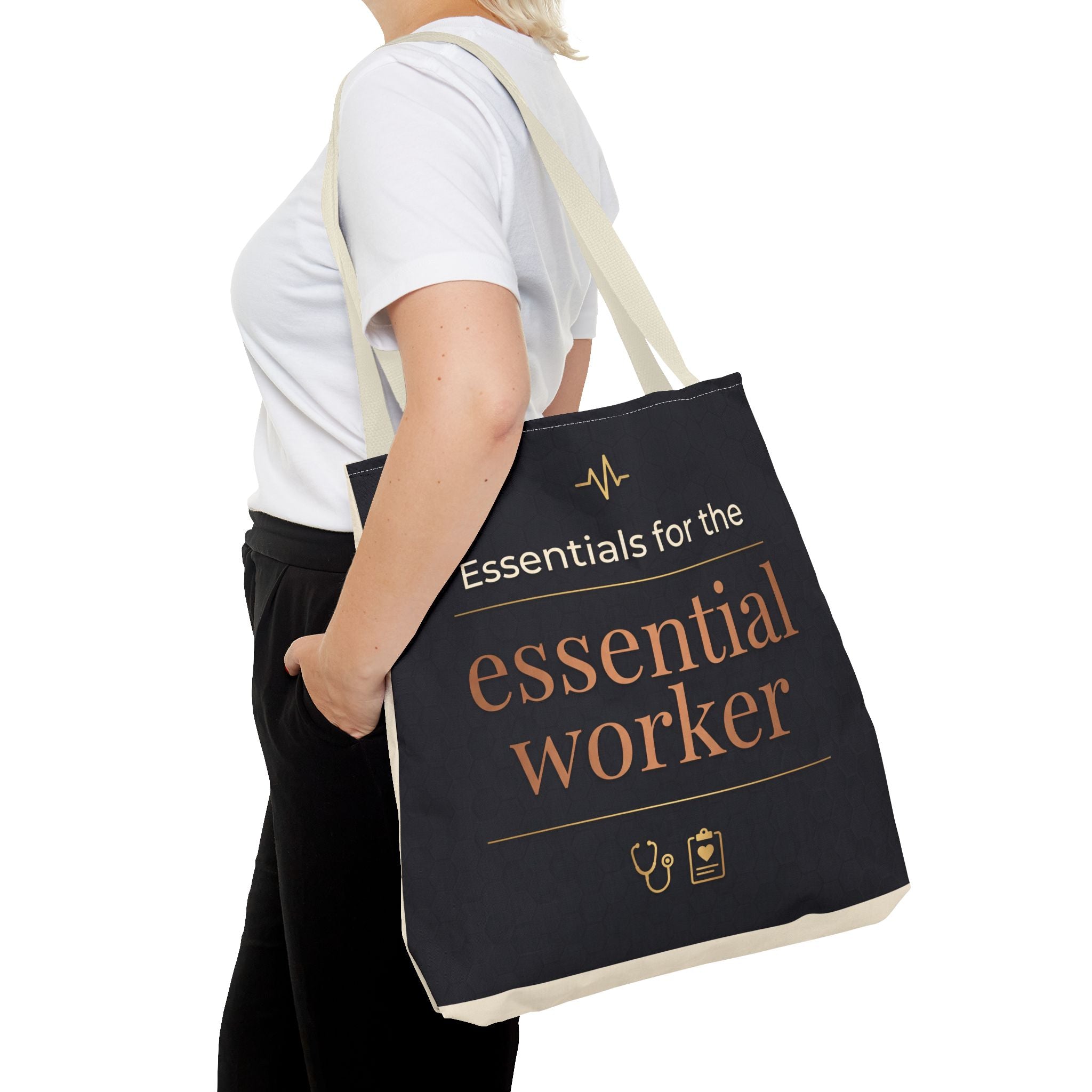 Essentials for the Essential Worker Tote | Healthcare Worker Gift Tote Bag | Nurse Doctor Appreciation Gift | Premium Polyester Carry-All