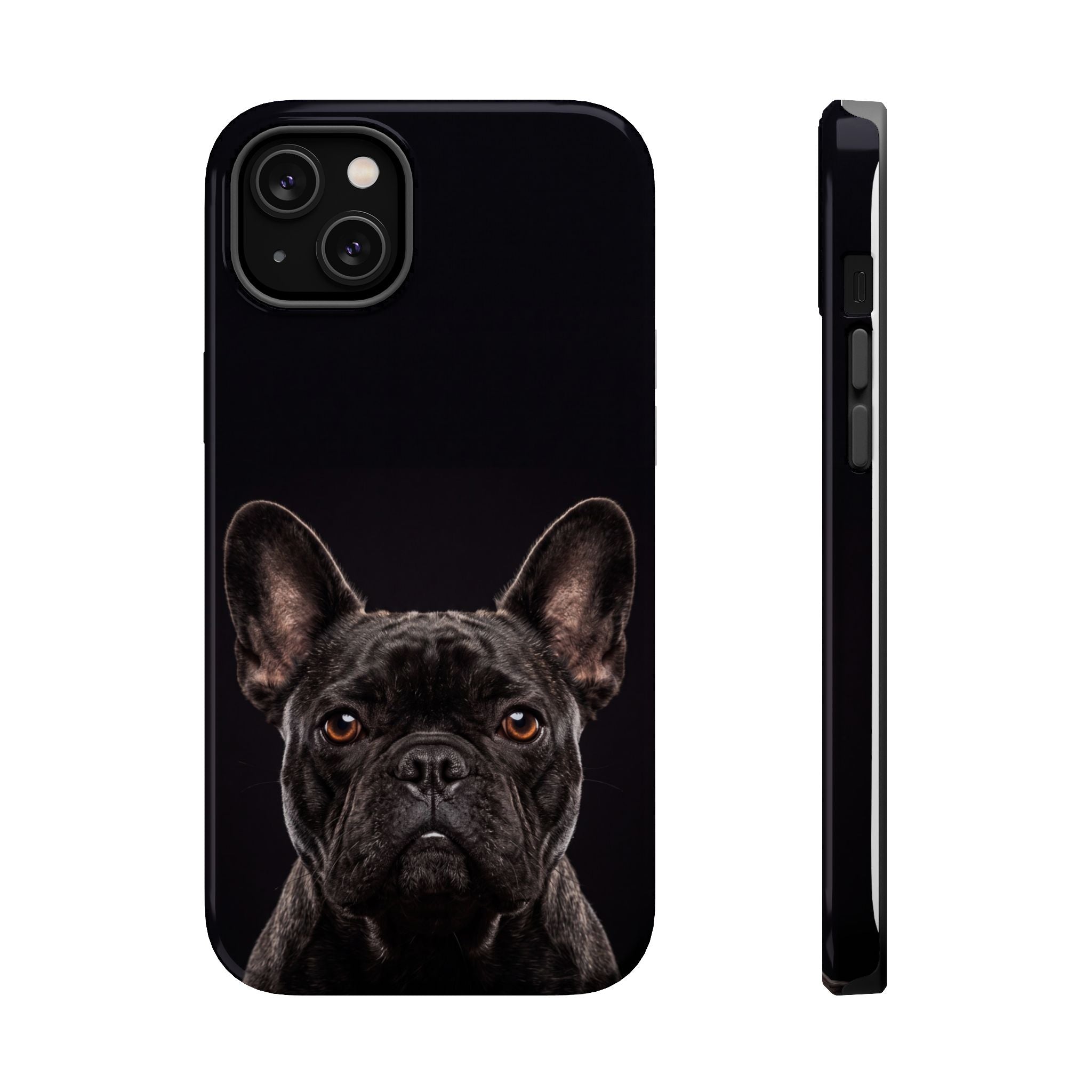 Black French Bulldog Phone Case — Impact-Resistant Wireless Charging Cover