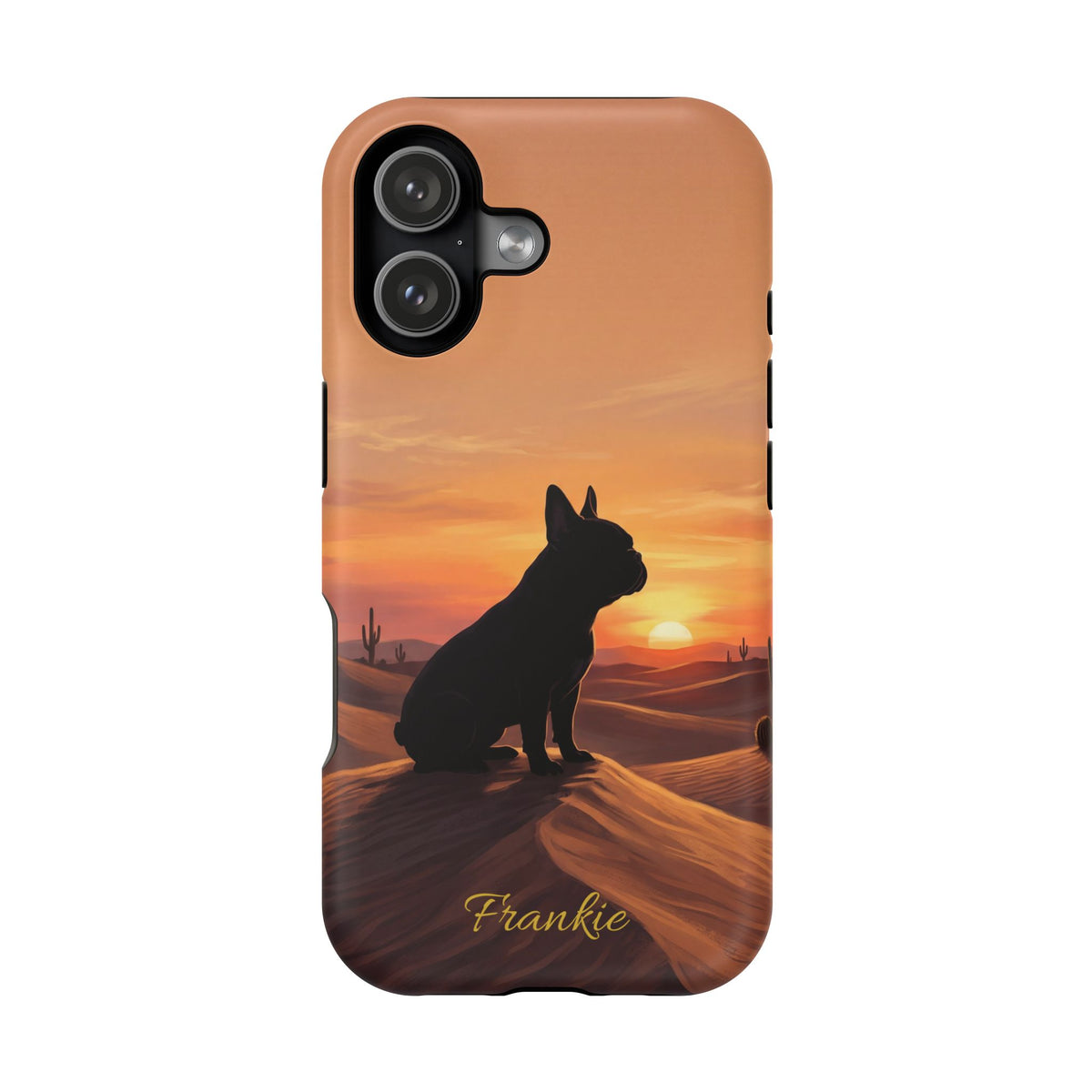 Personalized French Bulldog Desert Sunset Phone Case — Wireless Charging Cover