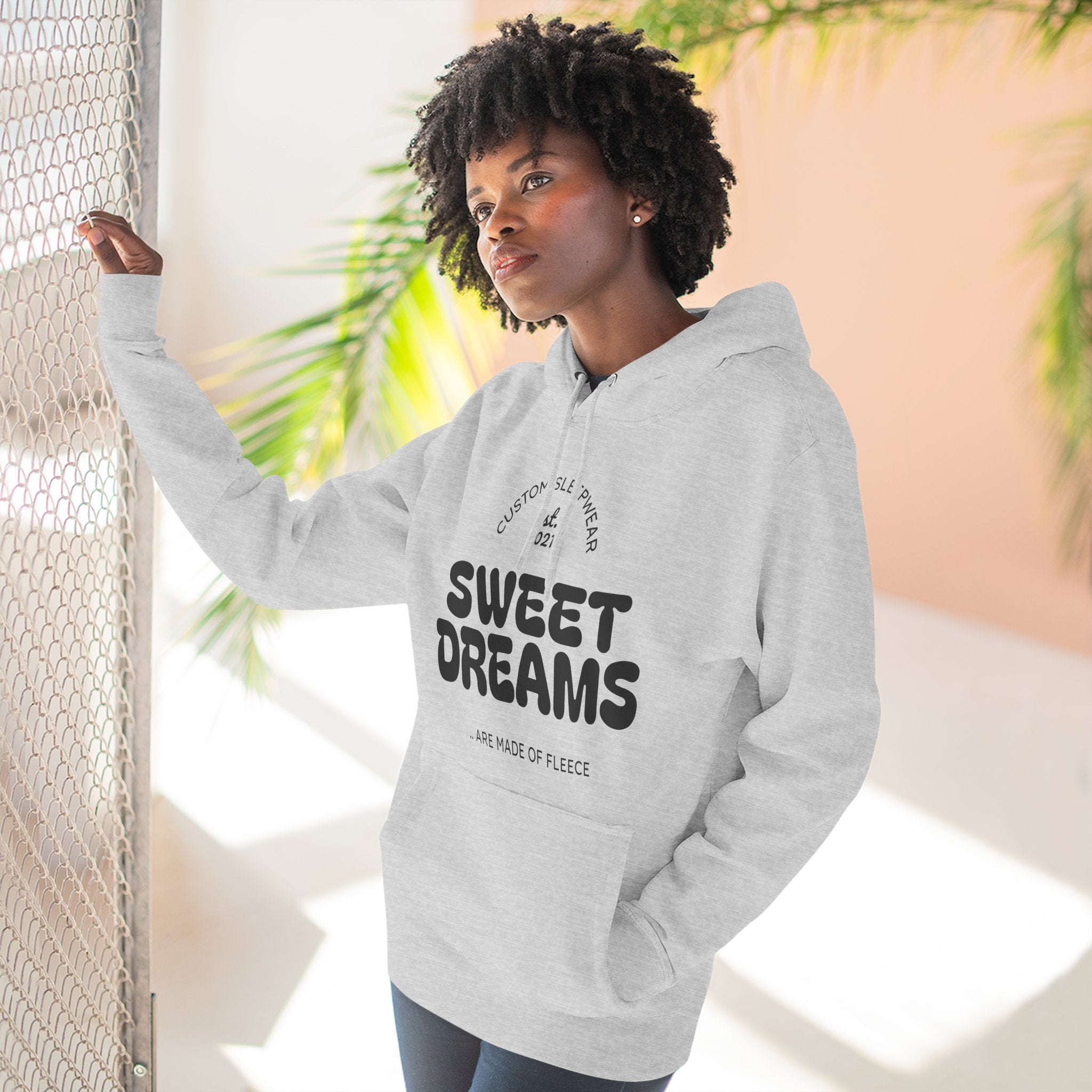 Sweet Dreams Hoodie — Cozy Fleece Pullover with Retro Script