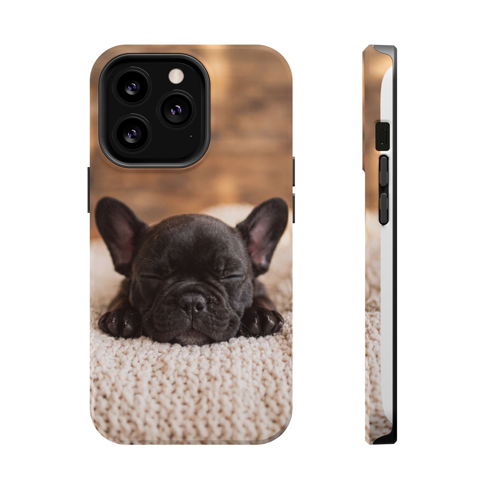 Sleepy French Bulldog Phone Case — Impact-Resistant Wireless Charging Cover