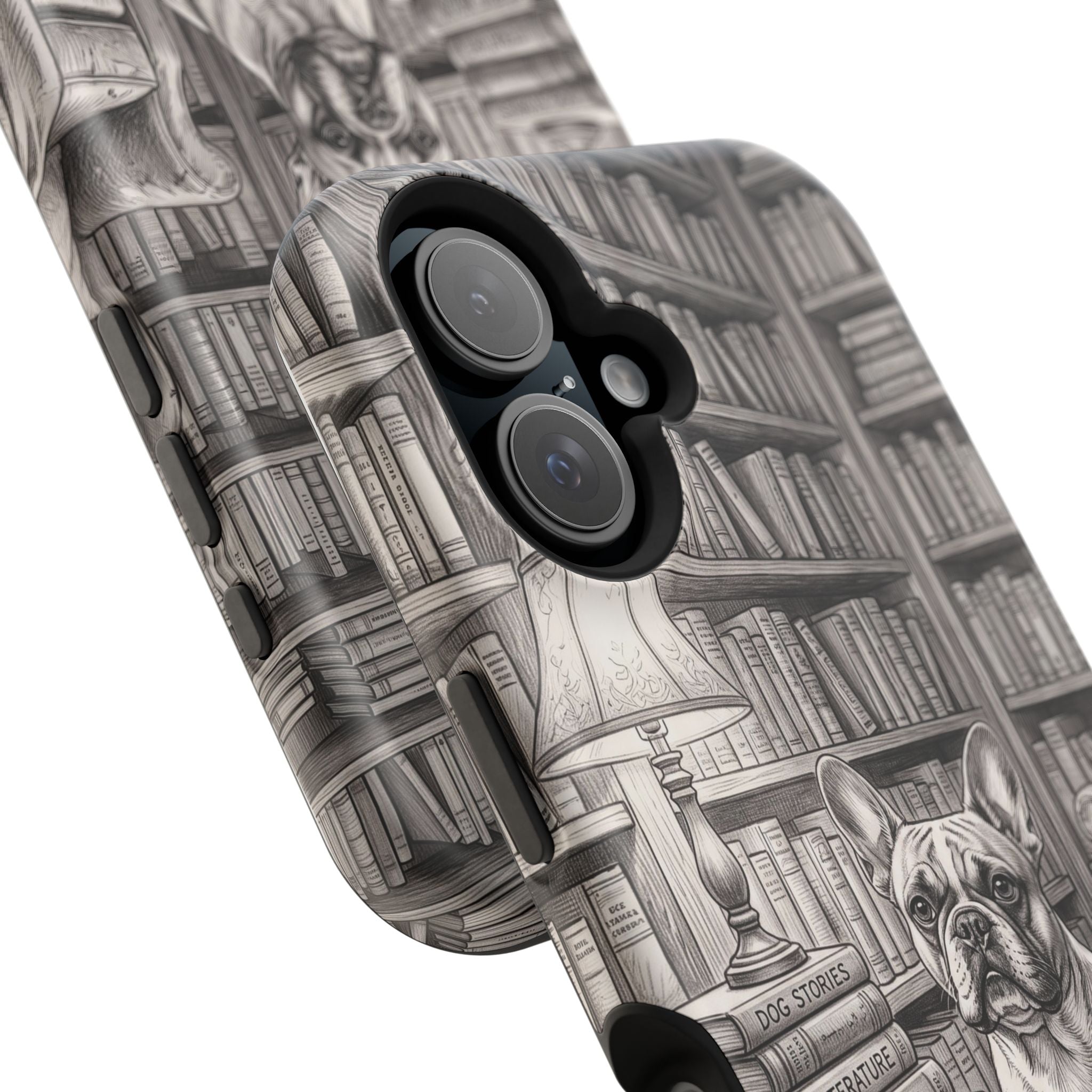 Personalized French Bulldog Library Study Phone Case — Wireless Charging Cover