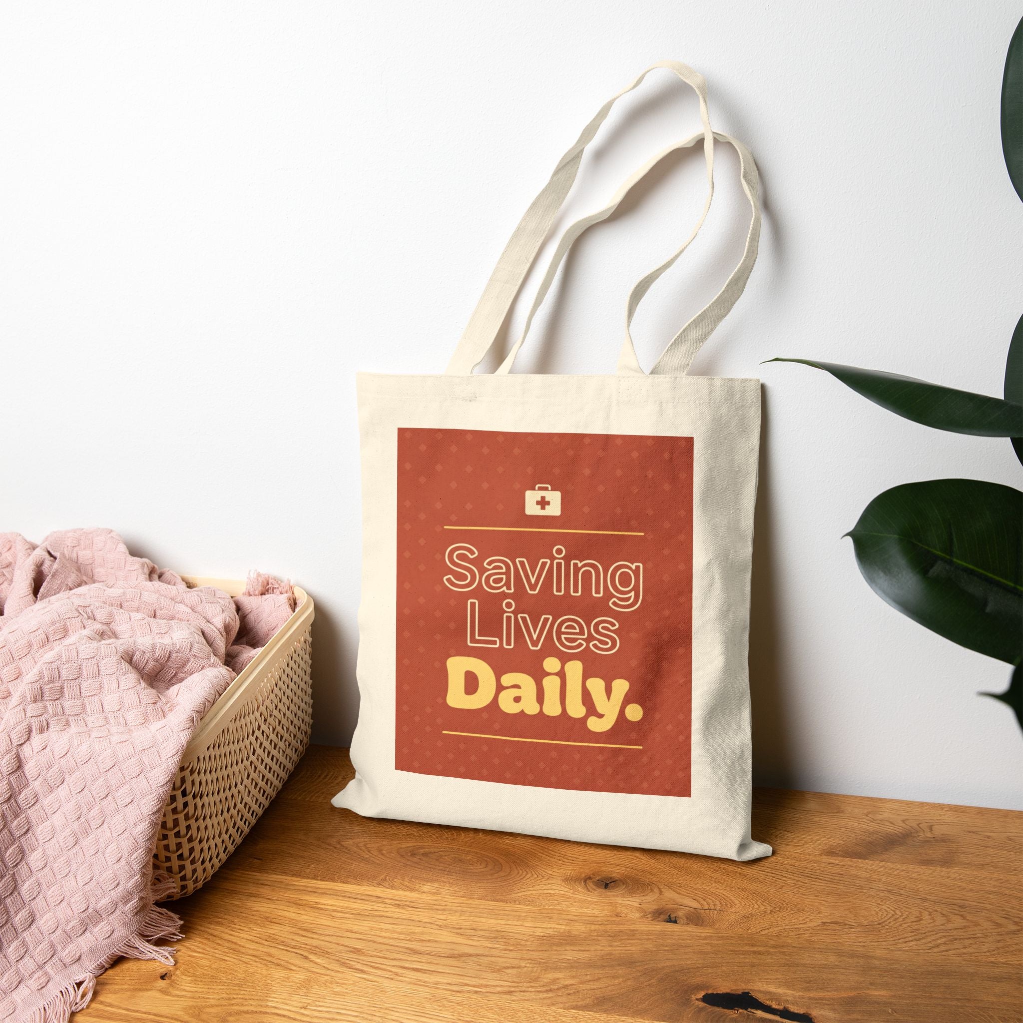 Nurse Tote Bag – Saving lives daily – Cotton Canvas Tote Bag for Nurses