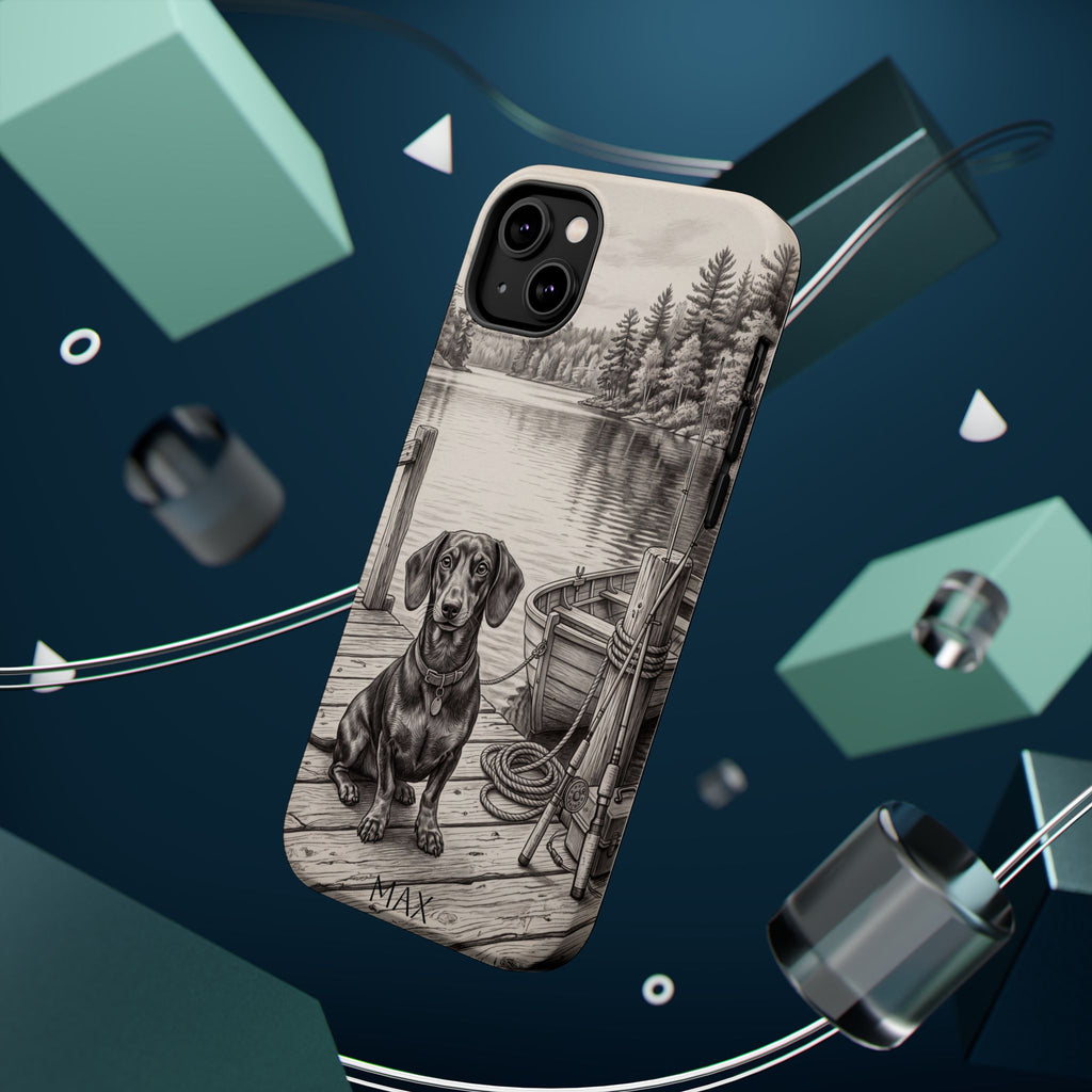 Personalized Dachshund Sunset Beach Phone Case — Wireless Charging Cover