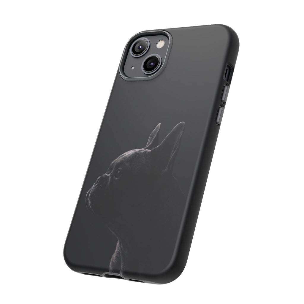 Silhouette French Bulldog Phone Case | Minimalist Black-on-Black Frenchie Profile | iPhone & Samsung