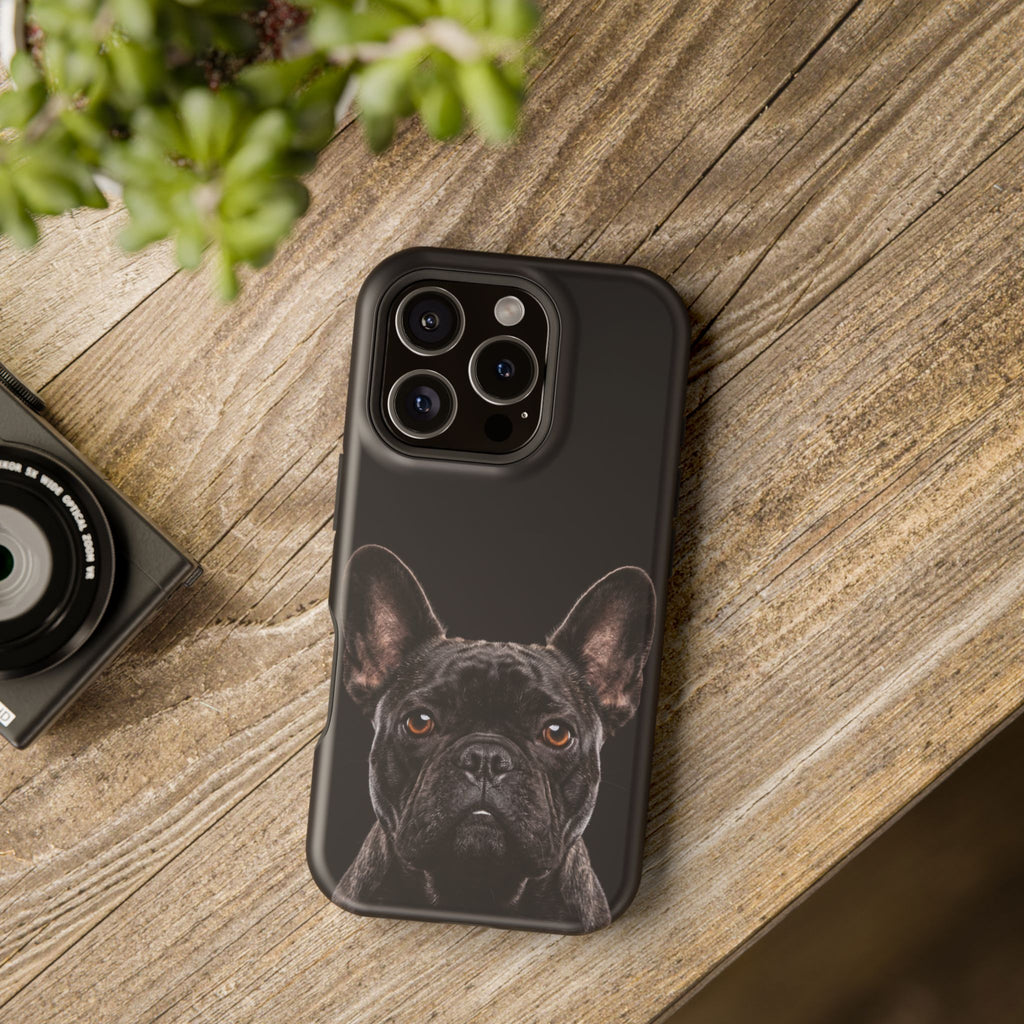 Black French Bulldog Phone Case — Impact-Resistant Wireless Charging Cover