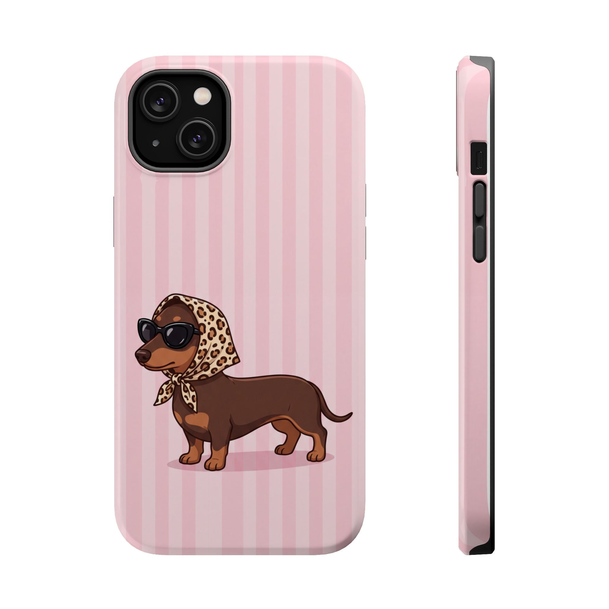 Preppy Dachshund Phone Case — Impact-Resistant Wireless Charging Cover
