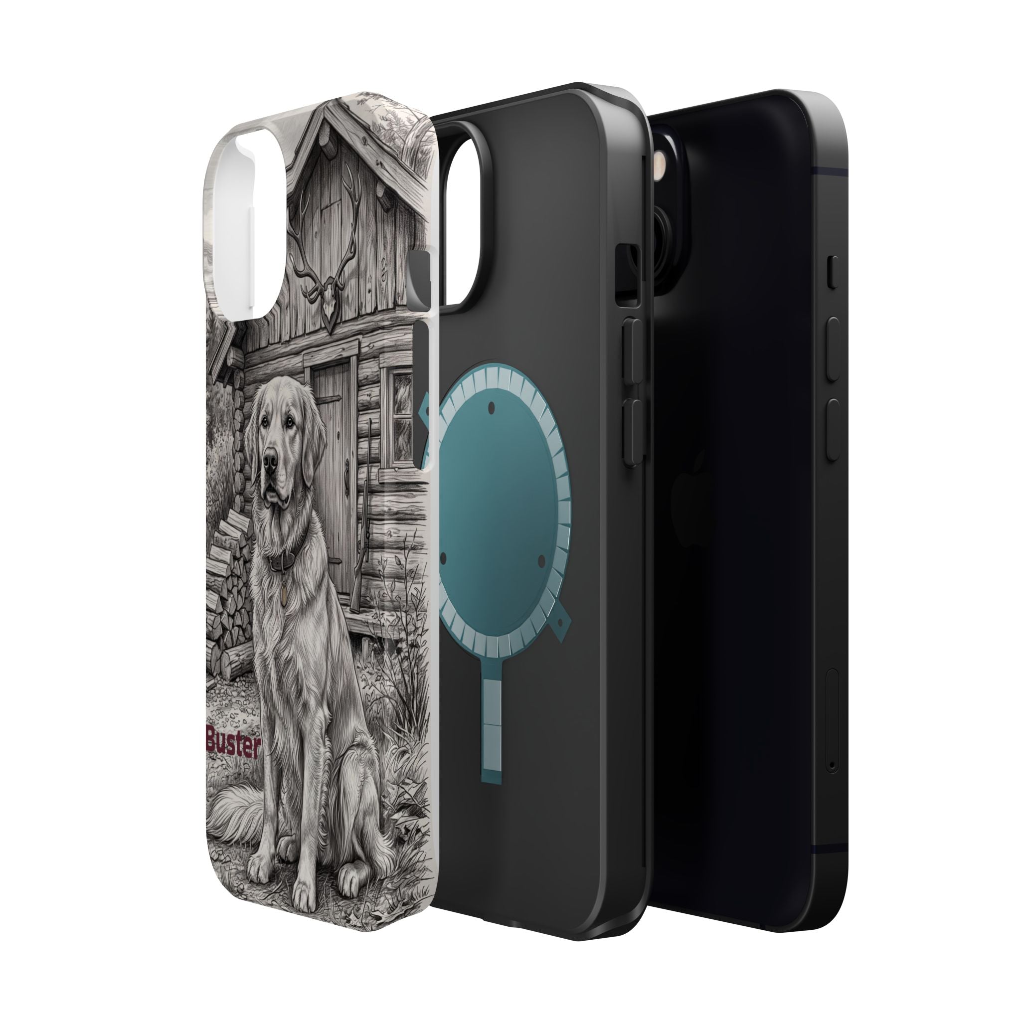 Personalized Golden Retriever Cabin Porch Phone Case — Wireless Charging Cover