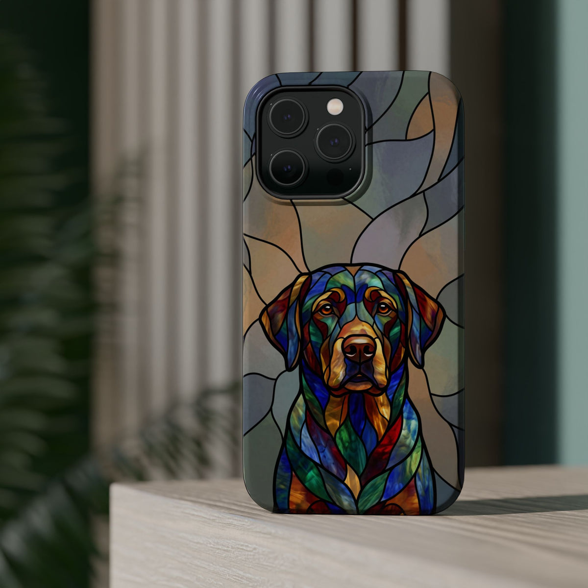 Stained Glass Labrador Phone Case — Tough Magnetic Case with Wireless Charging