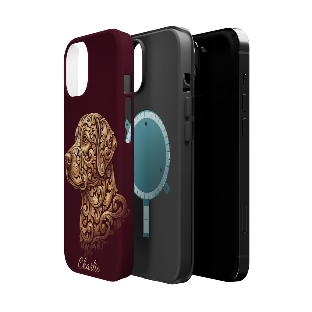 Personalized Gold Filigree Labrador Phone Case — Tough Magnetic Case with Wireless Charging