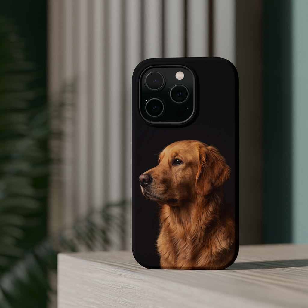 Golden Retriever Portrait Phone Case — Impact-Resistant Wireless Charging Cover