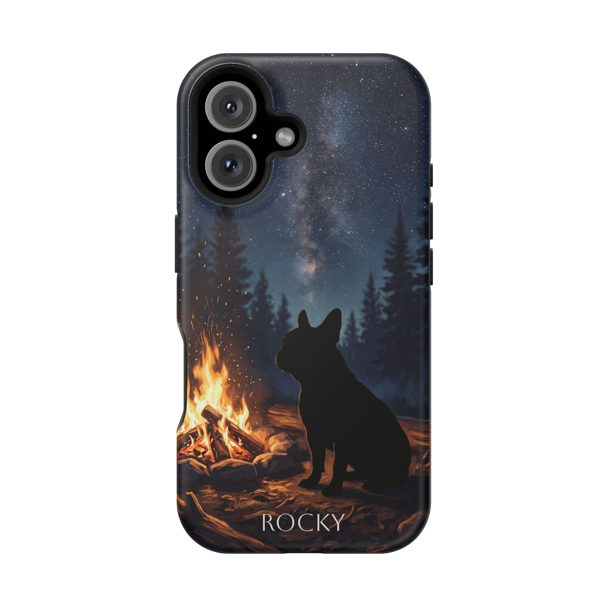 Personalized French Bulldog Campfire Phone Case — Wireless Charging Cover