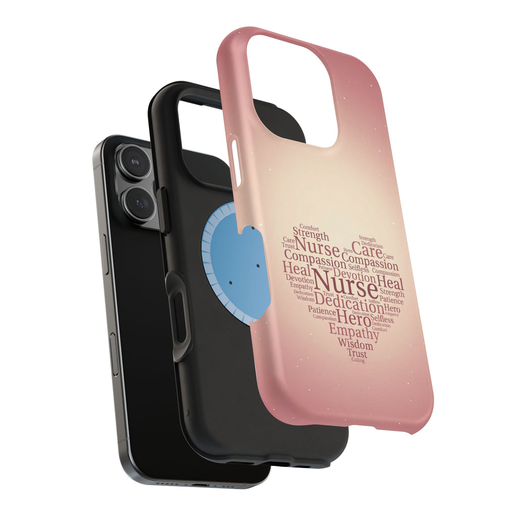 Nurse Heart Word Art Phone Case — Impact-Resistant Wireless Charging Cover