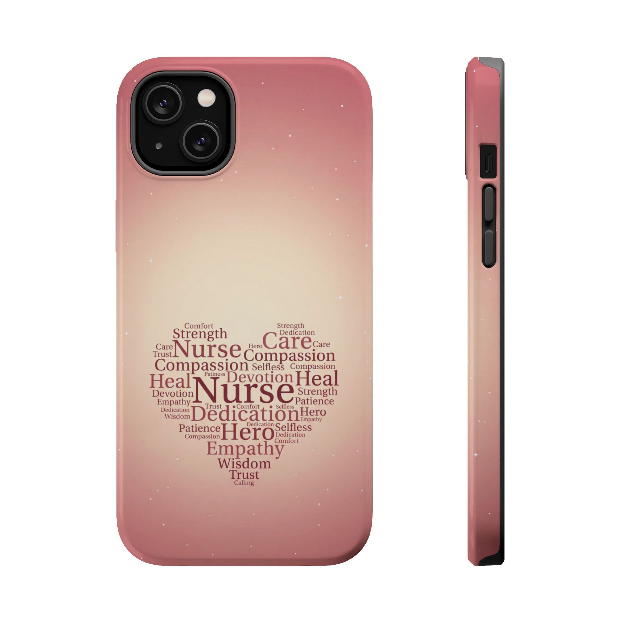 Nurse Heart Word Art Phone Case — Impact-Resistant Wireless Charging Cover