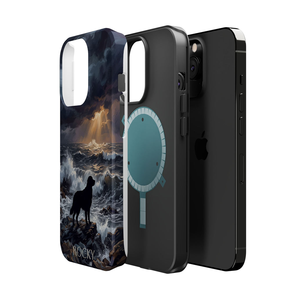 Personalized Golden Retriever Stormy Sea Phone Case — Wireless Charging Cover