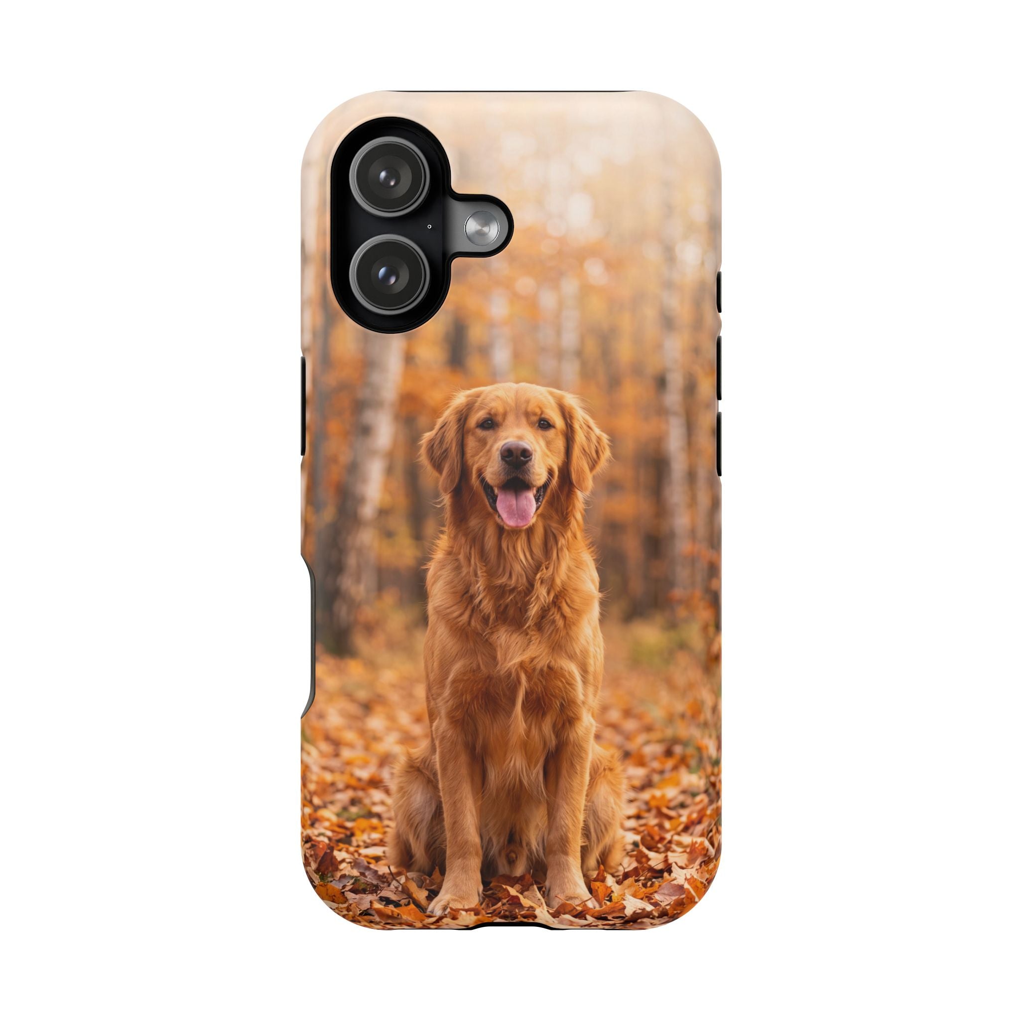 Autumn Golden Retriever Phone Case — Impact-Resistant Wireless Charging Cover