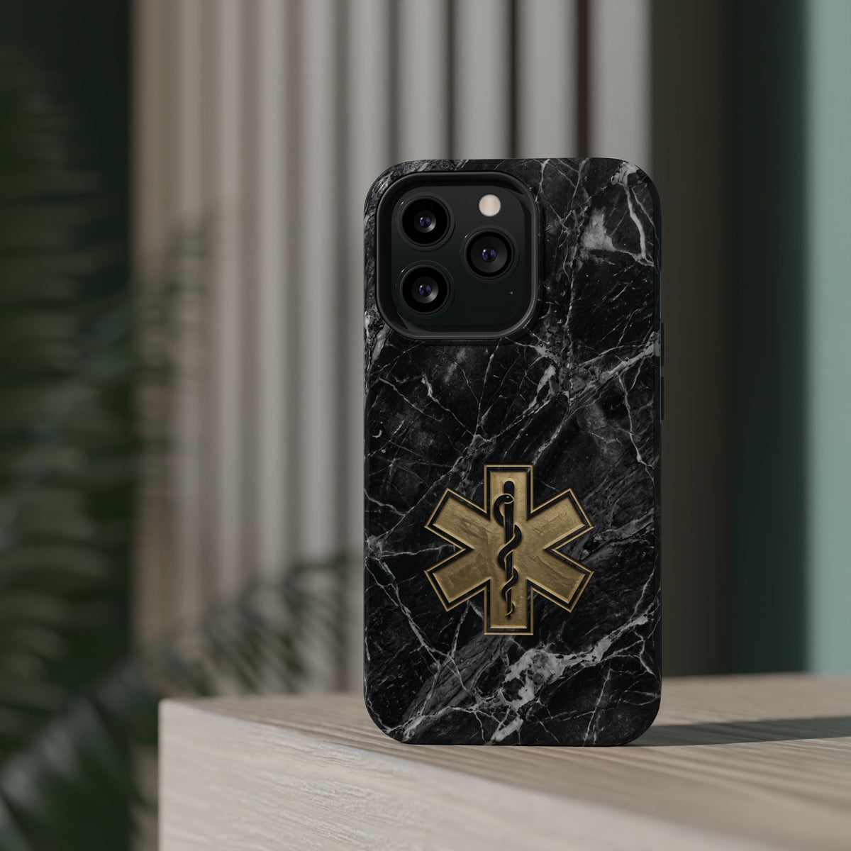 Paramedic/EMT Marble Phone Case — Magnetic Wireless Charging Cover
