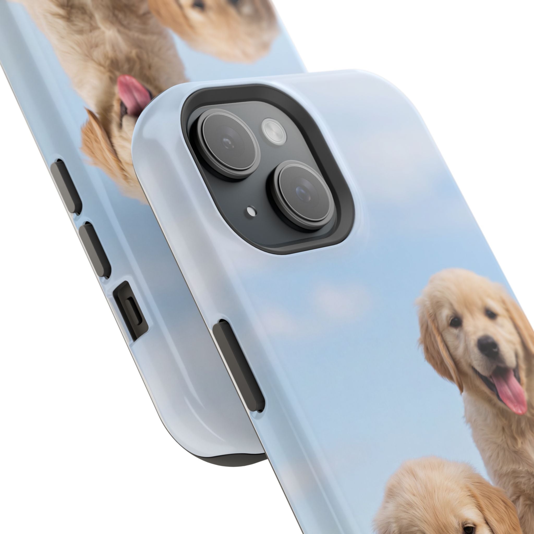 Golden Retriever Puppy Duo Phone Case — Impact-Resistant Wireless Charging Cover