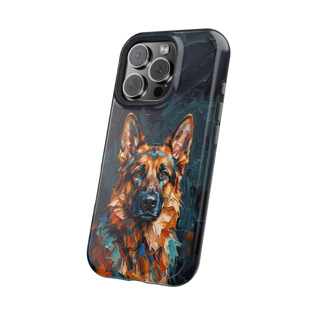 German Shepherd Phone Case | Palette Knife Painting Art — Tough Magnetic Case with Wireless Charging