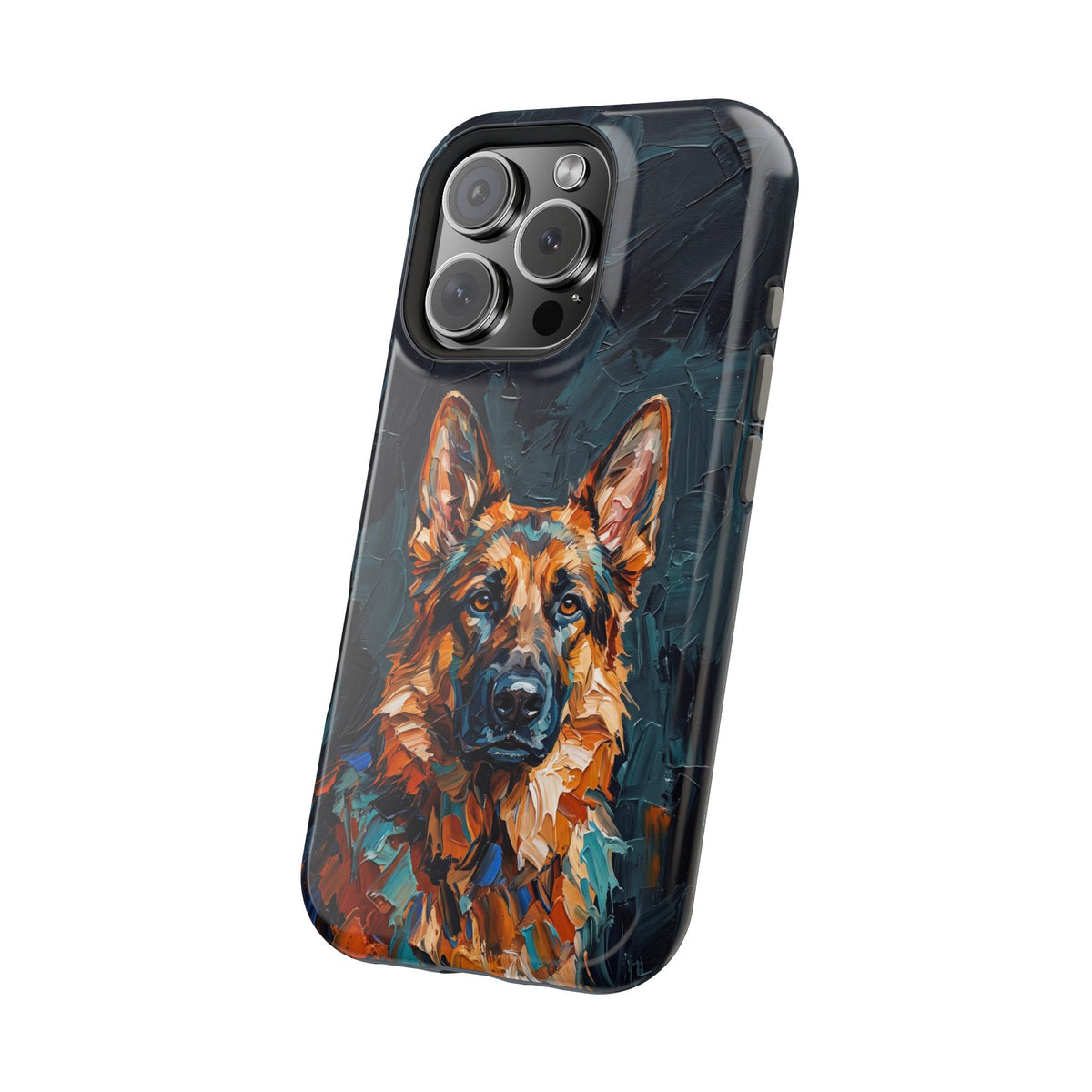 German Shepherd Phone Case | Palette Knife Painting Art — Tough Magnetic Case with Wireless Charging