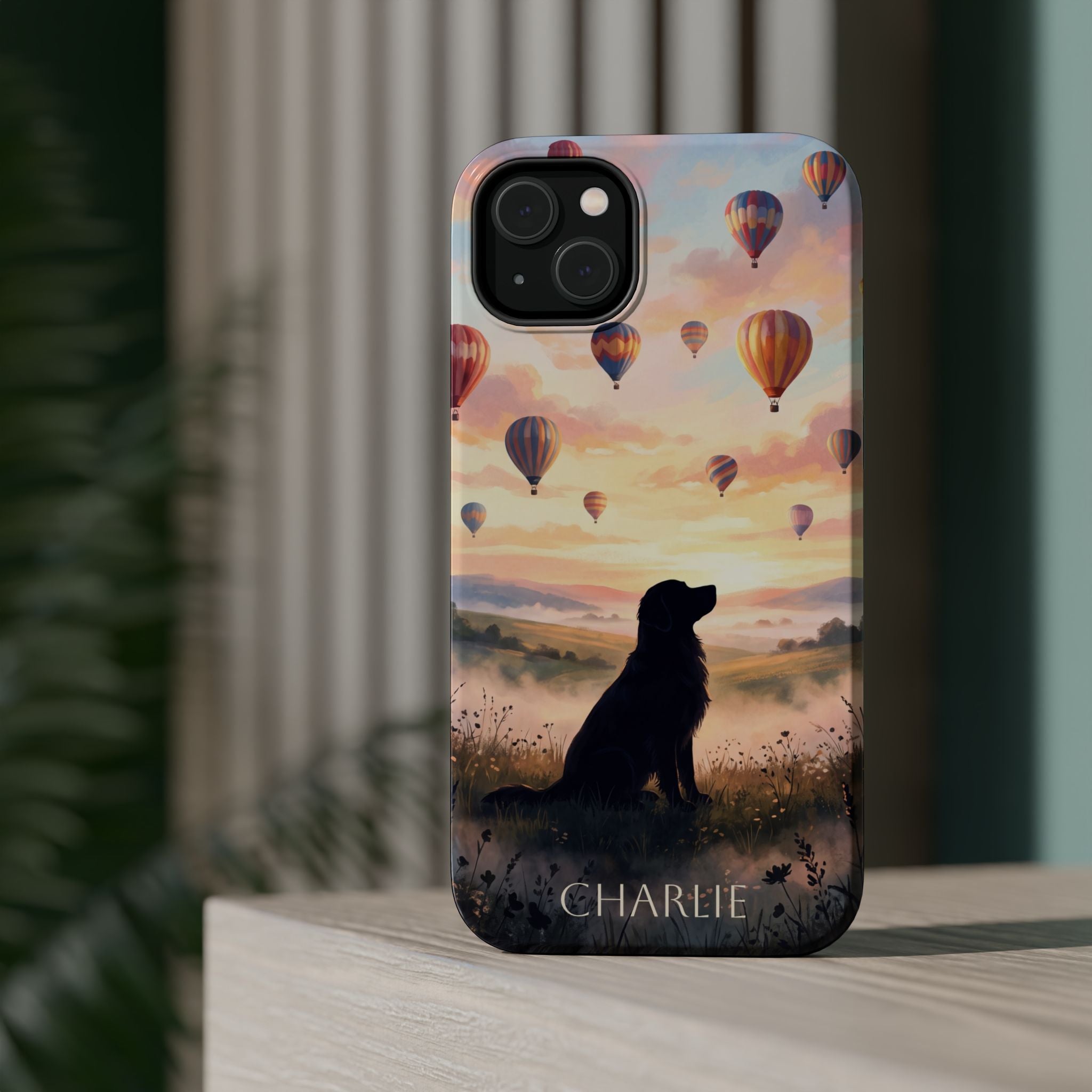 Personalized Golden Retriever Hot Air Balloon Phone Case — Wireless Charging Cover