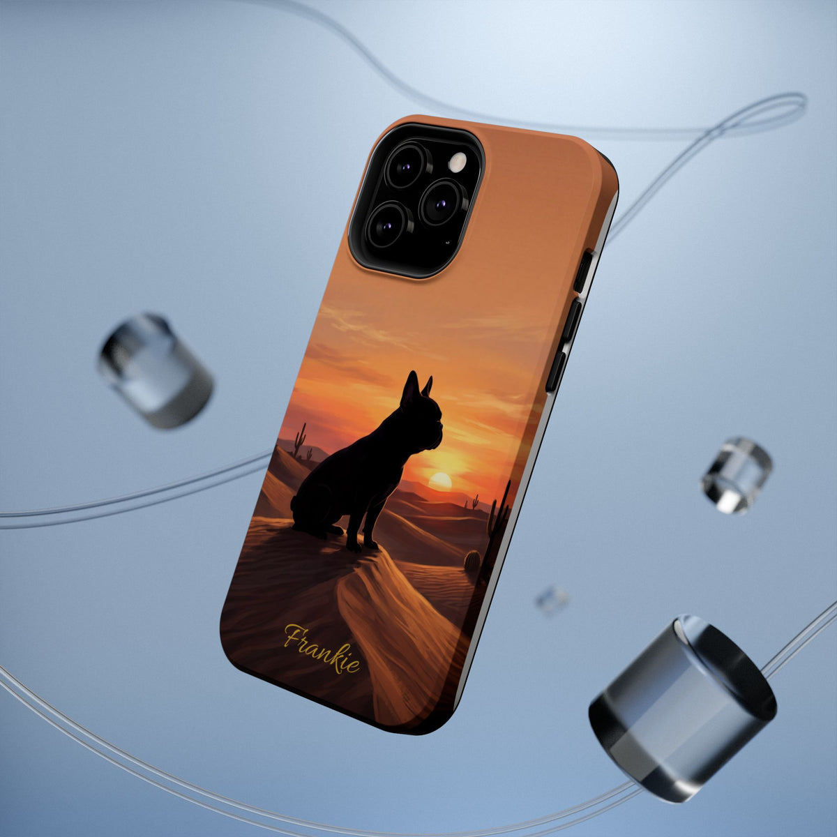 Personalized French Bulldog Desert Sunset Phone Case — Wireless Charging Cover