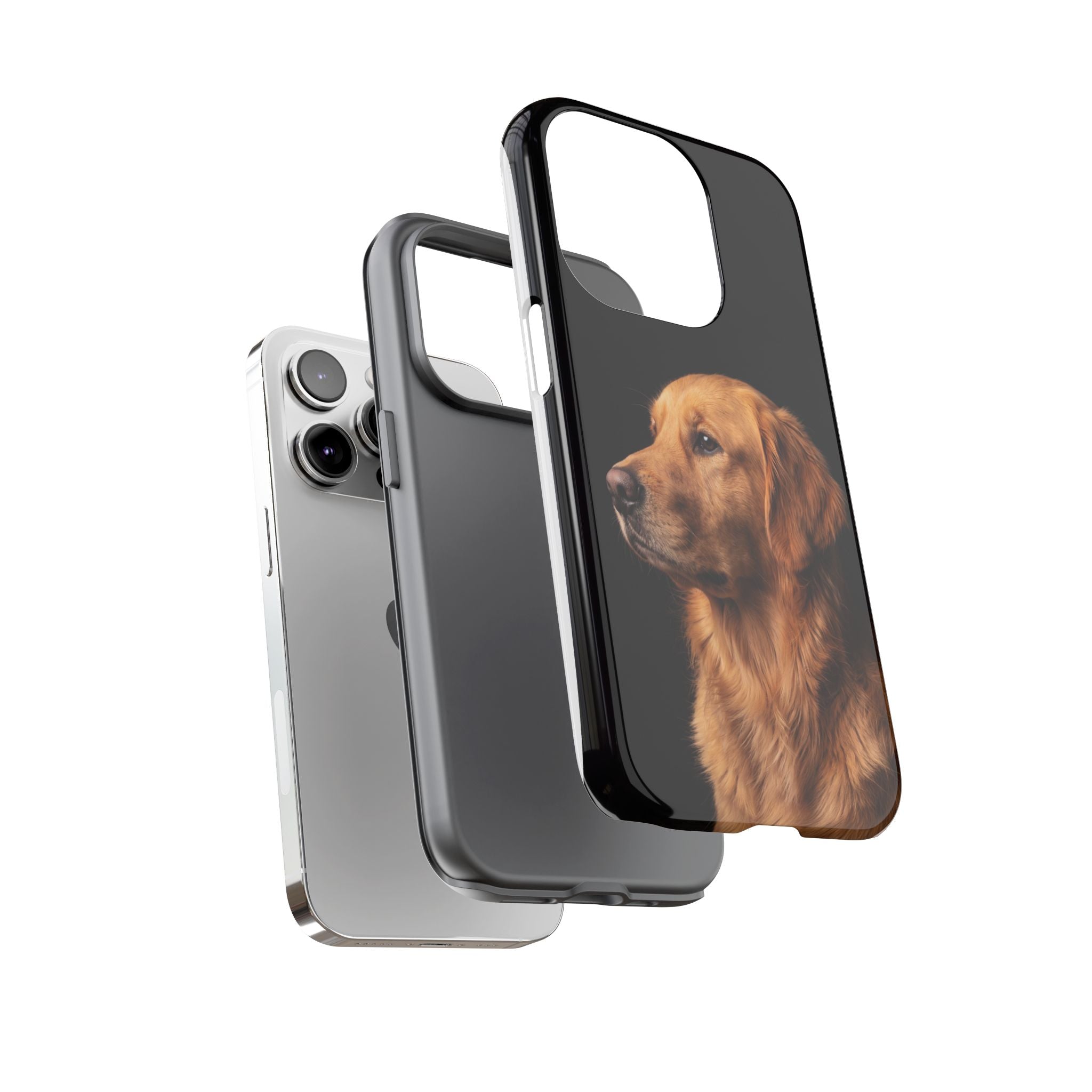 Golden Retriever Portrait Phone Case | Realistic Dog Photo on Black Background | iPhone & Samsung