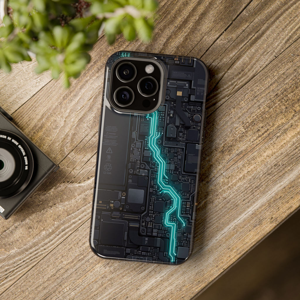 Cyan Bolt Electrician Phone Case — Electric Circuit Wireless Charging Cover