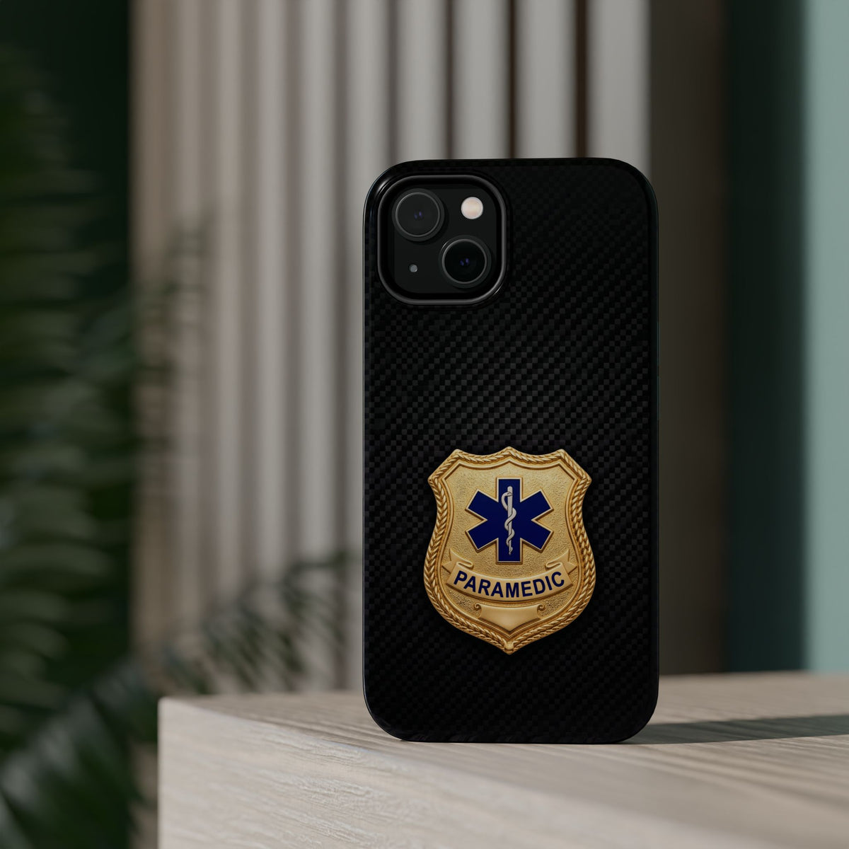 Gold Paramedic Badge Black Phone Case — Magnetic Wireless Charging Cover