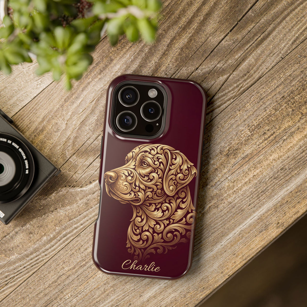 Personalized Gold Filigree Labrador Phone Case — Tough Magnetic Case with Wireless Charging