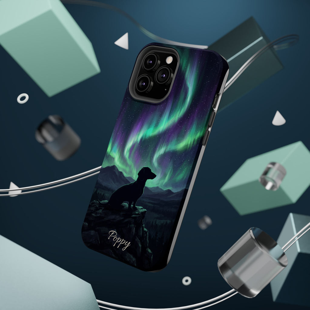 Personalized Dachshund Northern Lights Phone Case — Wireless Charging Cover
