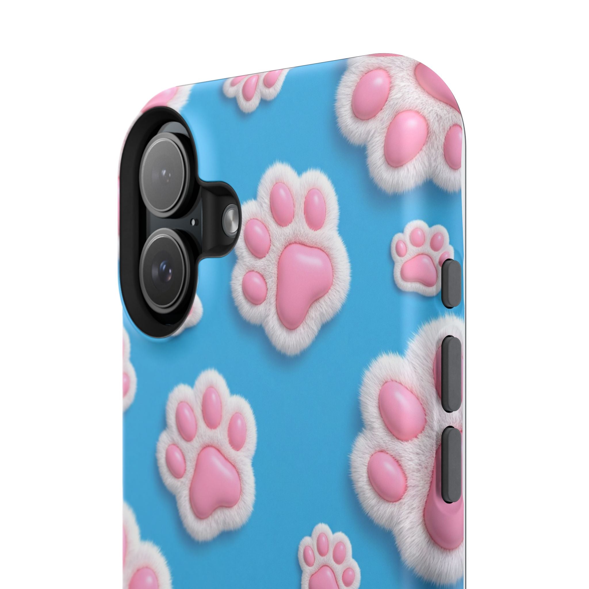 Fluffy Paw Print Phone Case | Cute 3D Pink Paw Pattern Case for Dog & Cat Lovers | iPhone & Samsung