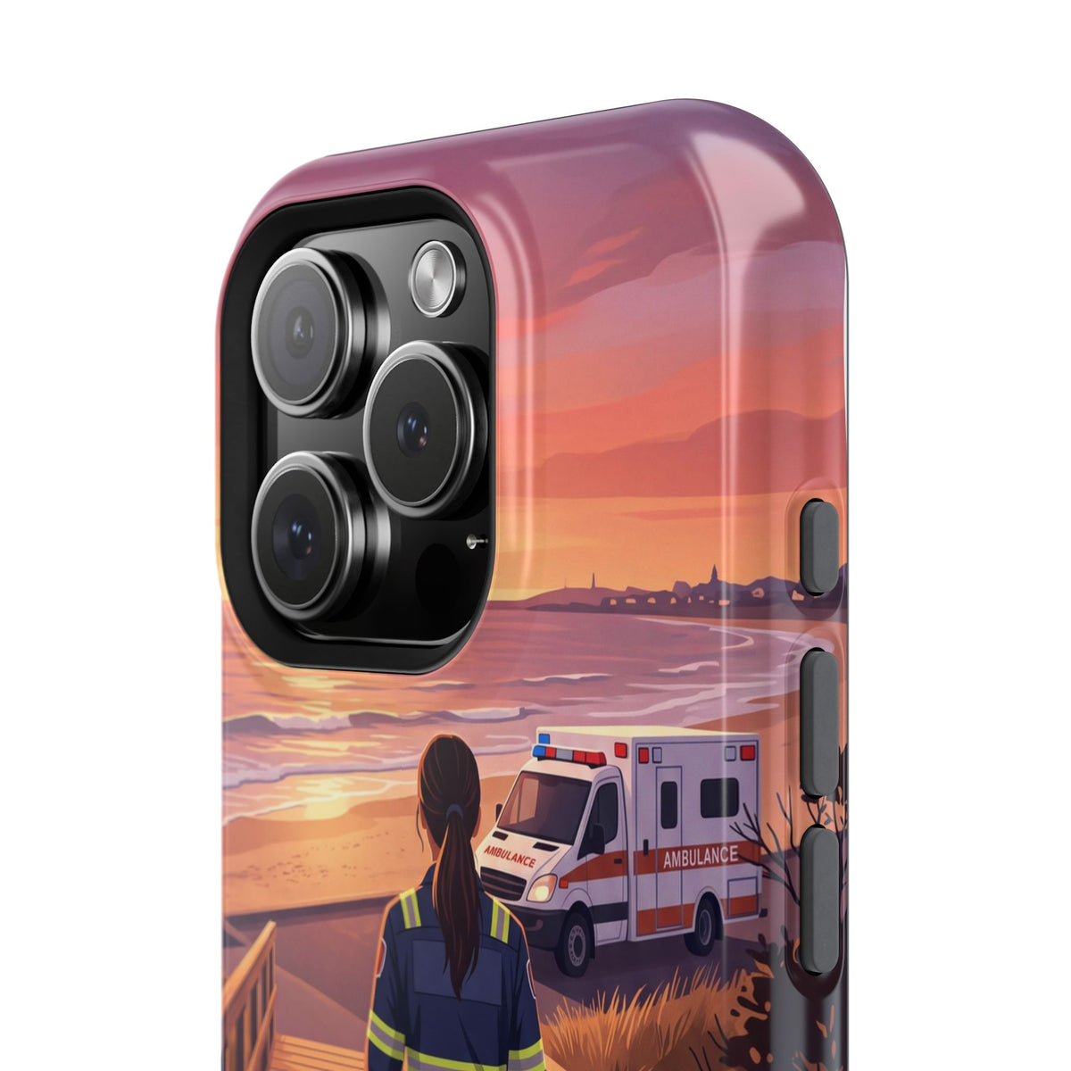 Sunset Boardwalk Personalized Paramedic Phone Case — Wireless Charging Cover