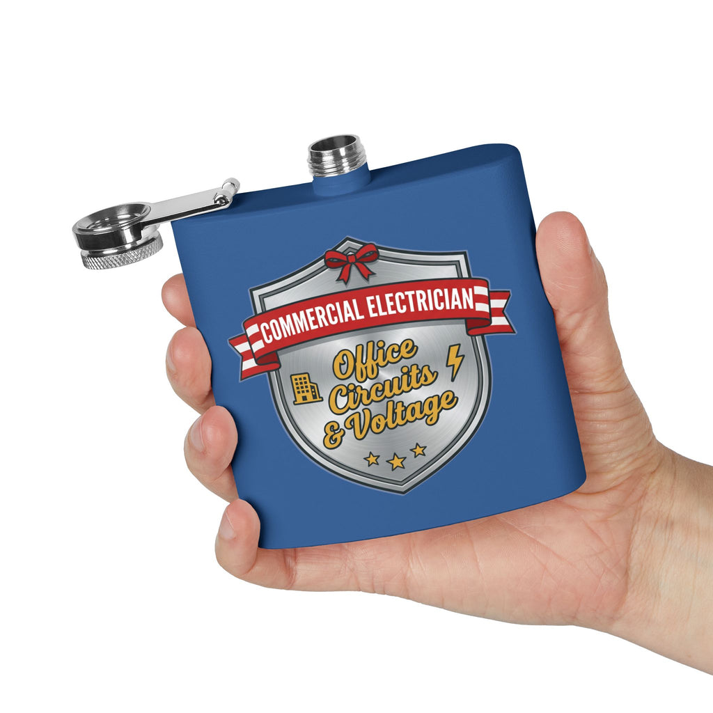 Flask — "Commercial Electrician: Office Circuits & Voltage" 6oz Stainless Steel Hip Flask