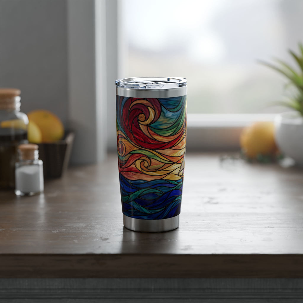 Sailing Tumbler | Stained Glass Swirl Art — 20 oz Stainless Travel Mug