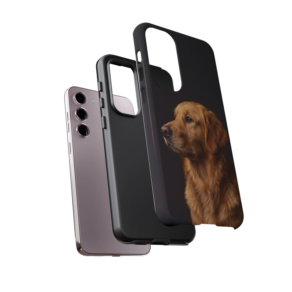 Golden Retriever Portrait Phone Case | Realistic Dog Photo on Black Background | iPhone & Samsung