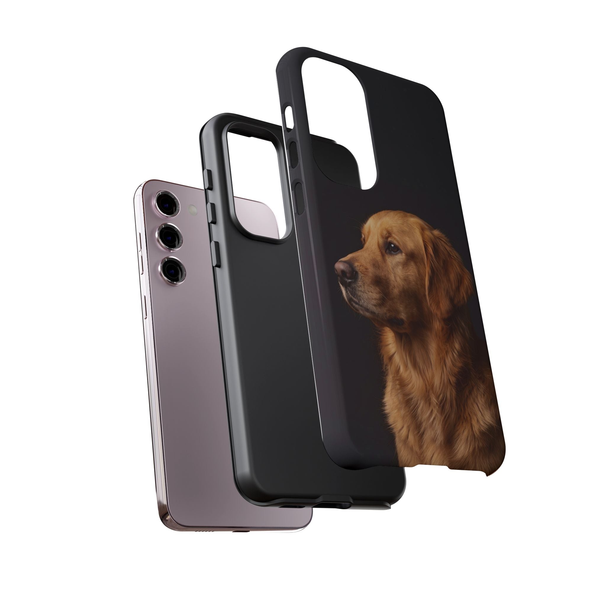 Golden Retriever Portrait Phone Case | Realistic Dog Photo on Black Background | iPhone & Samsung