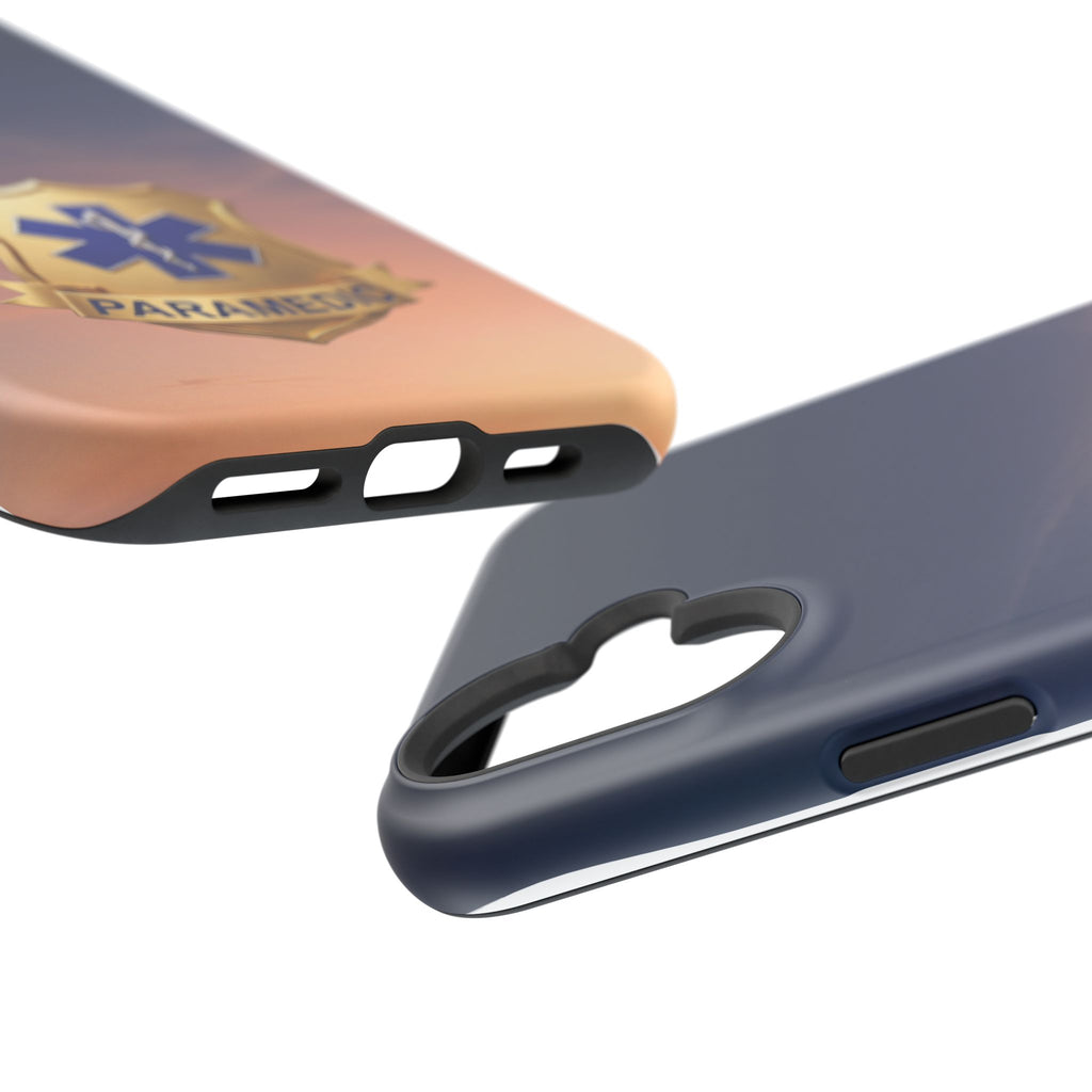 Gold Paramedic Badge Sunset Sky Phone Case — Magnetic Wireless Charging Cover