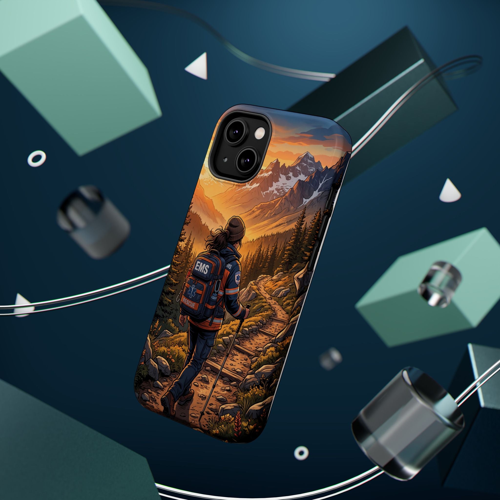 Paramedic/EMT Mountain Phone Case — Magnetic Wireless Charging Cover