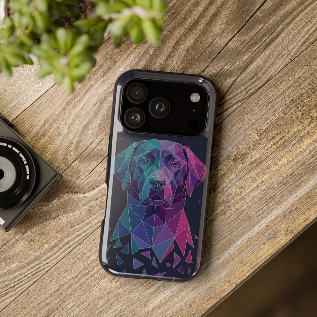 Geometric Labrador Phone Case — Tough Magnetic Case with Wireless Charging