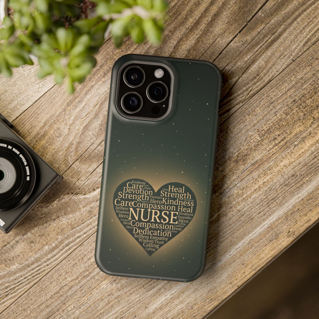 Nurse Heart Word and Art Phone Case — Impact-Resistant Wireless Charging Cover