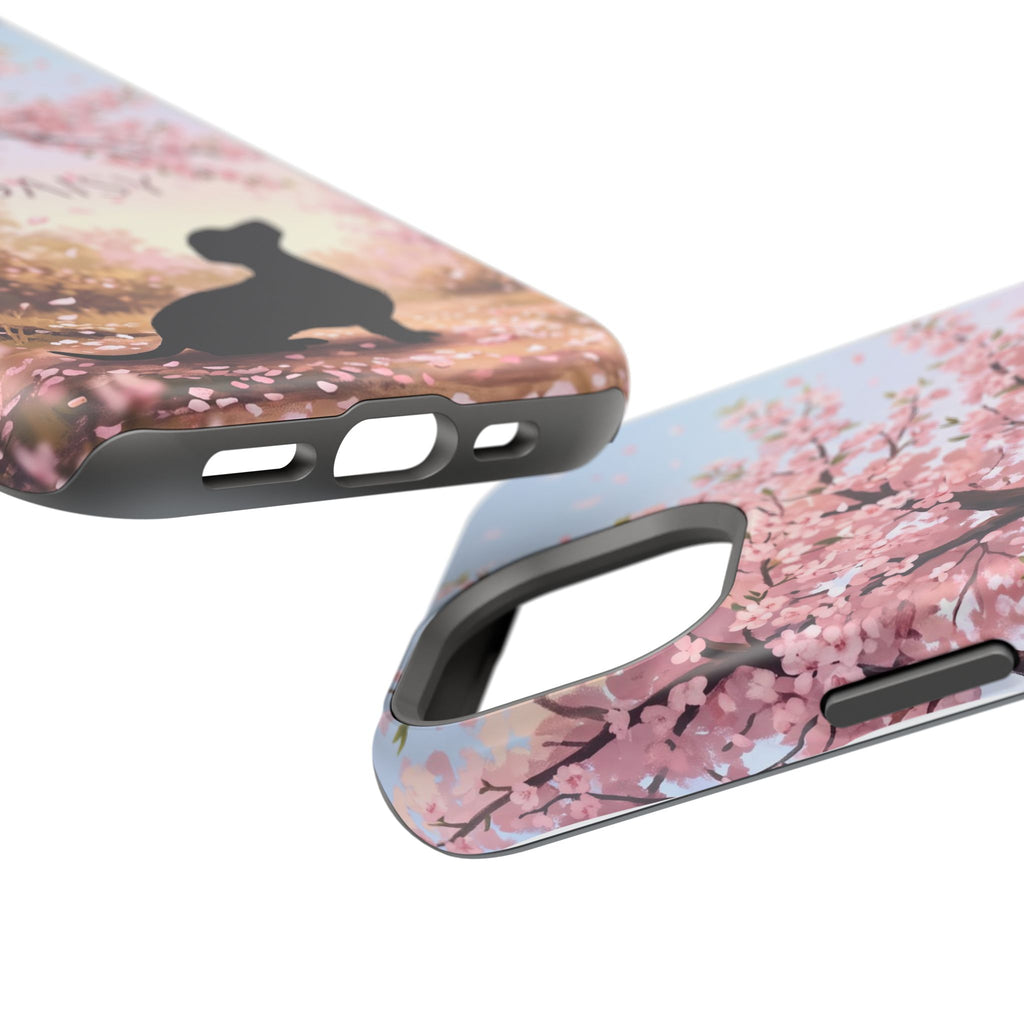 Personalized Dachshund Cherry Blossom Phone Case — Wireless Charging Cover
