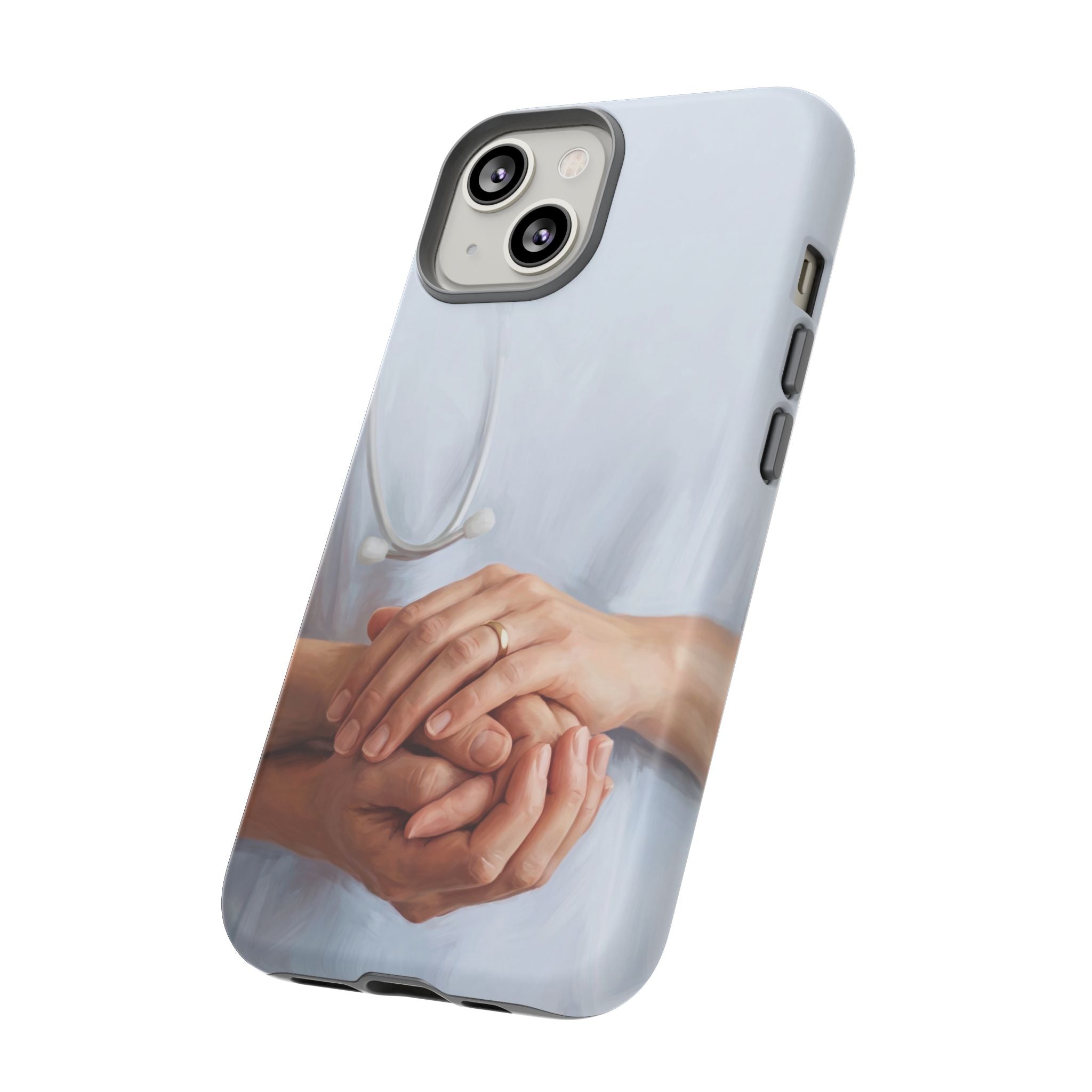 Nurse's Comforting Hands Phone Case | Caring Hands & Stethoscope Illustration | iPhone & Samsung