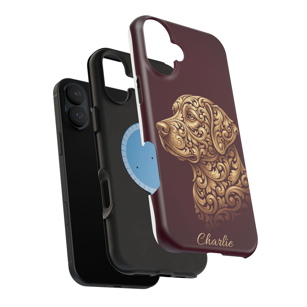 Personalized Gold Filigree Labrador Phone Case — Tough Magnetic Case with Wireless Charging