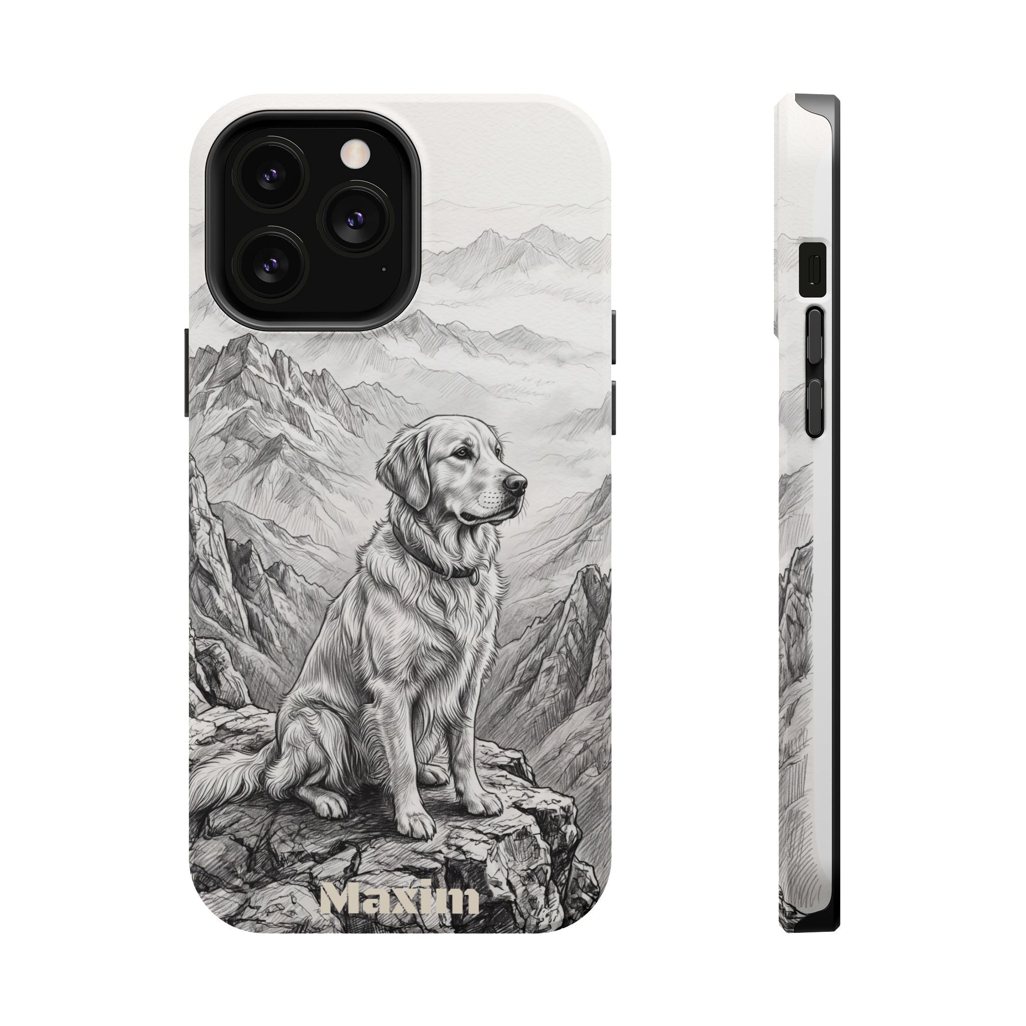 Personalized Golden Retriever Mountain Peak Phone Case — Wireless Charging Cover