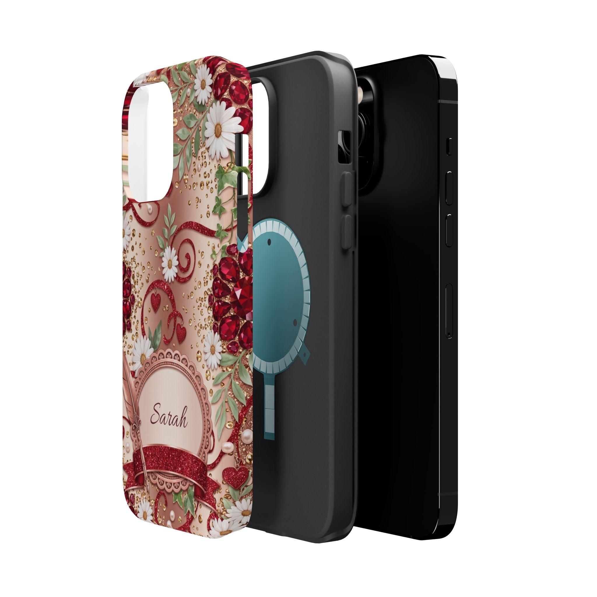 Personalized Vintage Floral Teacher Phone Case — Wireless Charging Cover