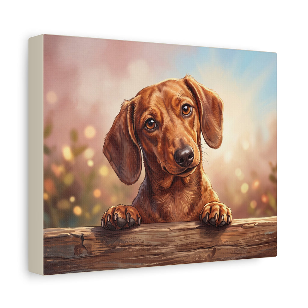Dachshund Canvas Art – Cute Puppy Portrait Matte Stretched Wall Decor